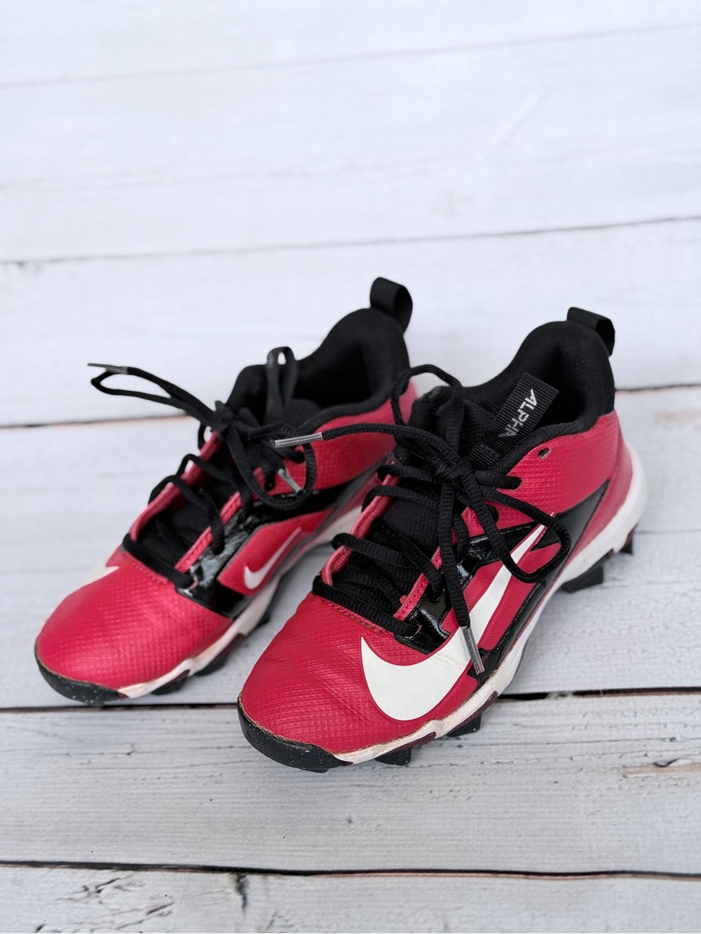 Nike Kids Red, Black & White Athletic Sneakers - Picture 4 of 6